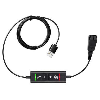 Picture of VoiceJoy QD(Quick Disconnect) Connector to USB Adapter Cable Supports Microsoft Teams answering,ENC Noise-Cancelling and Echo Management,Black