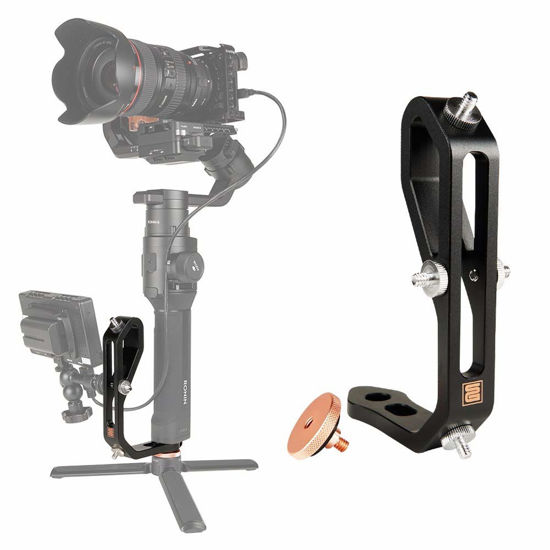 Picture of FMJ Handheld Gimbal Adapter for Mounting Monitors, Microphones, and Accessories. Compatible with DJI Ronin-S, Zhiyun Crane 2, Crane Plus, V2, Crane M, Moza Air & Many More -A Mini Dual Grip (Black)
