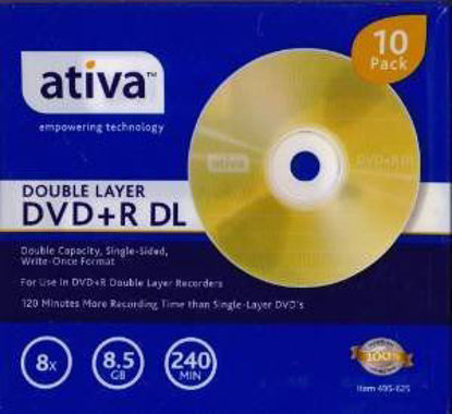 Picture of Ativa Double Layer DVD + R DL 495 625 10 Pack