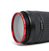 Picture of NinoLite UV Filter 58mm Red Frame Camera Lens Protection Structure Allows Lens Cap to Mount Over Filter