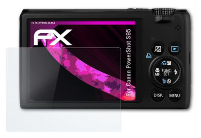 Picture of atFoliX Plastic Glass Protective Film compatible with Canon PowerShot S95 Glass Protector, 9H Hybrid-Glass FX Glass Screen Protector of plastic