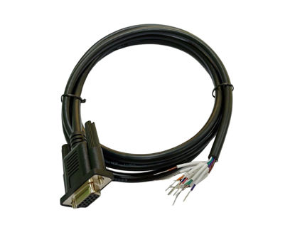 Picture of CompuCablePlusUSA Best Industrial Serial HD DB15 High Density D-Sub 15 Pin RS232 Serial Cable with Bare Wire - 28 AWG with Black PVC Jacket (Female, 5 ft)