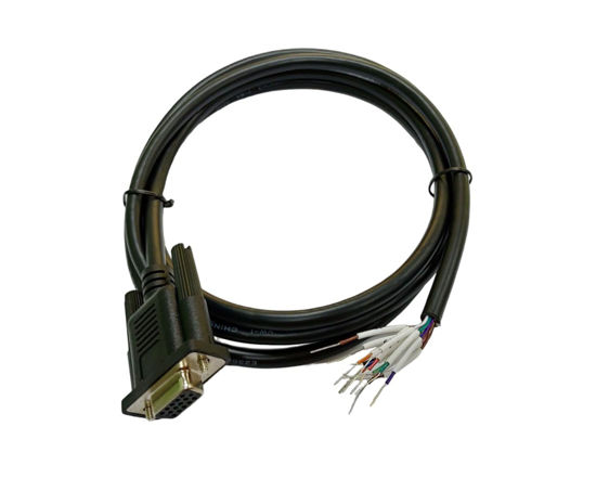 Picture of CompuCablePlusUSA Best Industrial Serial HD DB15 High Density D-Sub 15 Pin RS232 Serial Cable with Bare Wire - 28 AWG with Black PVC Jacket (Female, 5 ft)