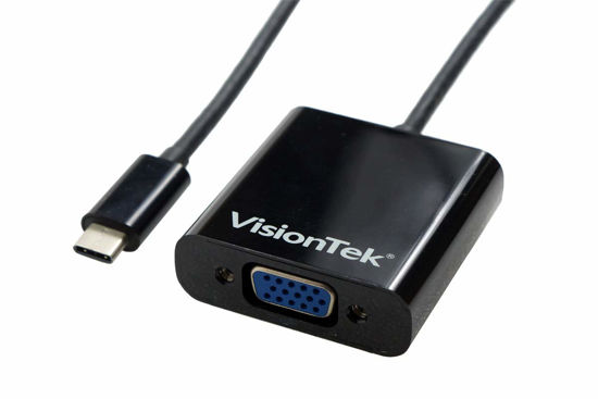 Picture of VisionTek USB C 3.1 to VGA Adapter, Male to Female, for iPad Pro, MacBook Pro, Chromebook, Lenovo, Dell, HP, Desktop Graphics and More (900818)