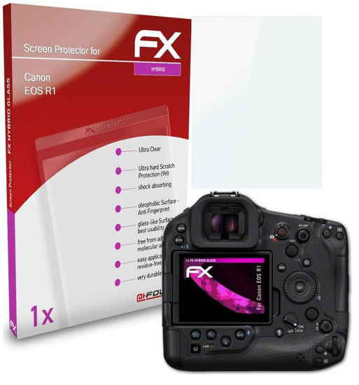 Picture of atFoliX Plastic Glass Protective Film compatible with Canon EOS R1 Glass Protector, 9H Hybrid-Glass FX Glass Screen Protector of plastic