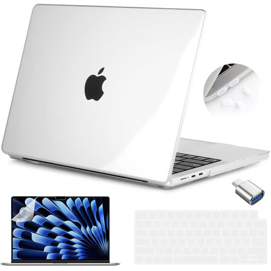 Picture of Teryeefi Case for MacBook Air 15 inch 2023 Release A2941, Crystal Hard Shell Case & Keyboard Cover & Screen Protector & USB Adapter for MacBook Air 15.4" with M2 Chip, Glossy Clear