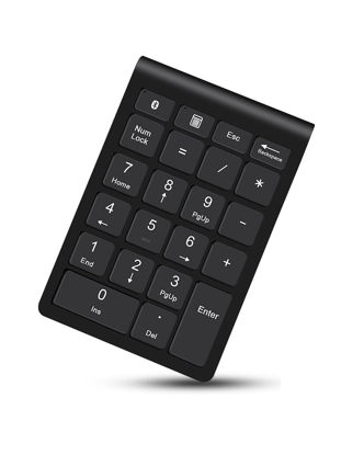 Picture of TeRrote Bluetooth Wireless Numeric Keypad, Portable 22-Key Number Pad, for Laptop, PC, Des ktop, Surface Pro, Notebook, Black
