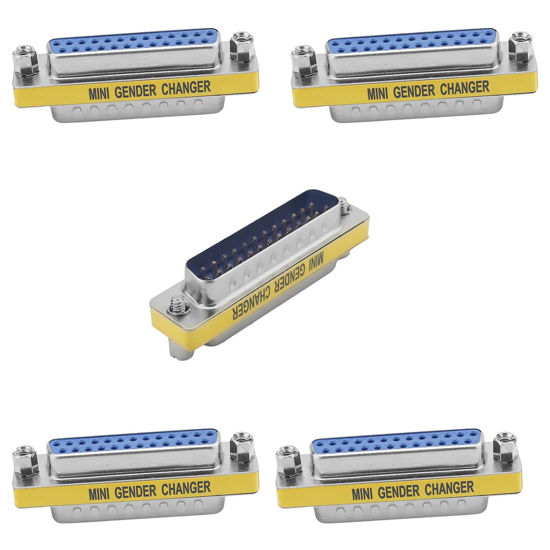 Picture of Fielect 10Pcs 25 Pin VGA Gender Changer Coupler Adapter DB25 2-Row Female to Male Mini Gender Changer Coupler Adapter Connector for Serial Applications
