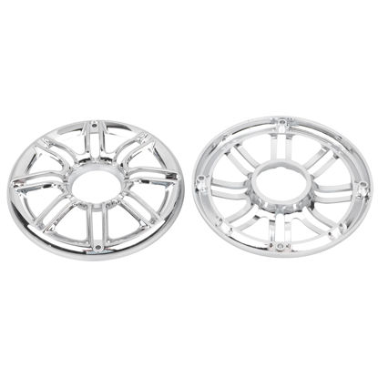 Picture of SHMT Motorcycle Chrome 3D Round Rear Speaker Grills Trim Cover for Harley Touring Electra Street Glide FLTR FLHX FLHT 1998-2013 Tri Glide 2009-2013