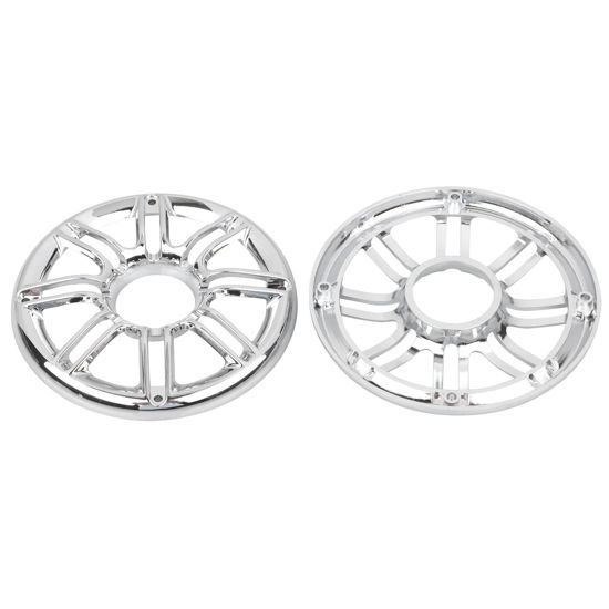 Picture of SHMT Motorcycle Chrome 3D Round Rear Speaker Grills Trim Cover for Harley Touring Electra Street Glide FLTR FLHX FLHT 1998-2013 Tri Glide 2009-2013