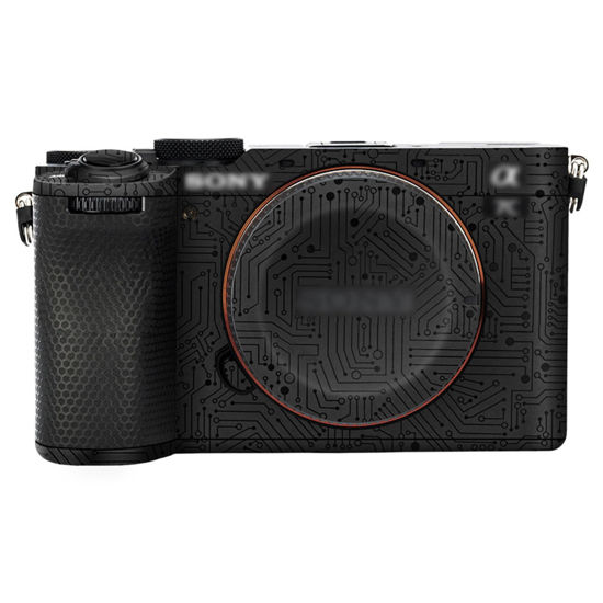Picture of A7CII A7CR Camera Body Skin, Anti-Scratch Anti-Wear Camera Body Skin Cover Protector Film for Sony Alpha A7CII A7CR Camera Protective Decoration Sticker - Circuit Board Black