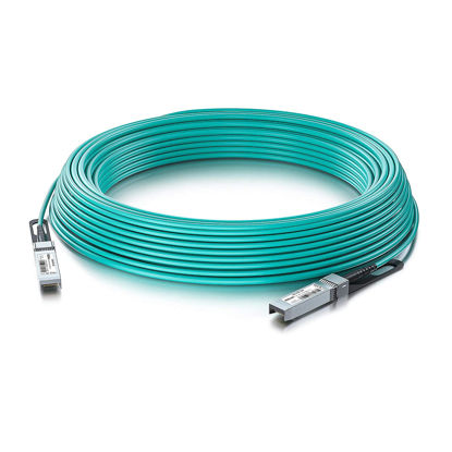 Picture of 10G SFP+ AOC Cable - 10GbE SFP+ to SFP+ Active Optical Fiber Cable, OM3 MMF Direct-Attach Fiber Assemblies with SFP+ connectors for Cisco SFP-10G-AOC3M, Ubiquiti UniFi, Supermicro, Mikrotik, 3-Meter