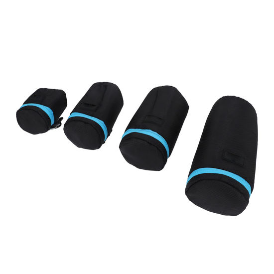 Picture of Fydun 4Pcs DSLR Camera Lens Pouch Neoprene Waterproof Camera Lens Bag Lens Bag Case with Zipper Metal Buckle