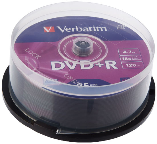 Picture of Verbatim DVD+R Spindle 16x 4.7GB (Pack of 25) 43500