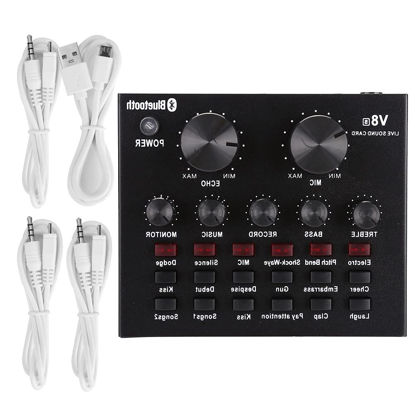 Picture of 01 Live Sound Card, Podcast Mixer V8S Karaoke Voice Changer for Mobile Phone for Singing Music Recording for Computer for Live Streaming