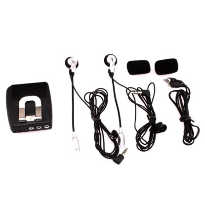 Picture of ZEZEFUFU Portable Audio Wired Headset Motorcycle Intercom Host with Headphones Kit Helmet Earphone