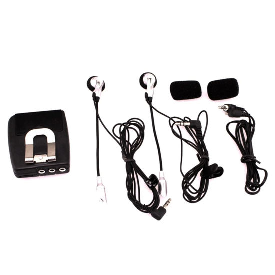 Picture of ZEZEFUFU Portable Audio Wired Headset Motorcycle Intercom Host with Headphones Kit Helmet Earphone