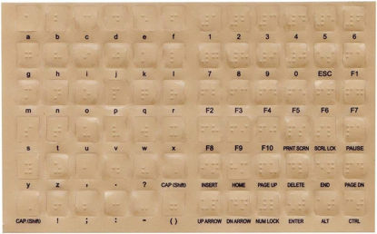 Picture of Transparent Braille Computer Keyboard Overlays Stickers (Lexan Material and 3M Adhesive Does Not Slip, Ooze, or Curl) for the Blind and Visually Impaired (Windows PC)