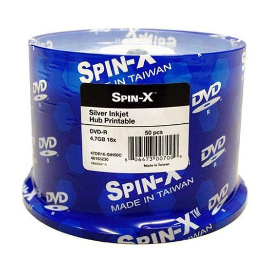 Picture of Spin-X 50 16X DVD-R 4.7GB Silver Inkjet