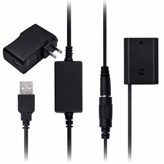Picture of Andoer DR-FZ100 DC Coupler Dummy Battery Replace of NP-FZ100 Battery with USB DC Converter Power Cable Wall Plug Compatible with Sony A9 A7R3 A7M3 A7S3 A7III A7R4 A7M4 A6600 Cameras