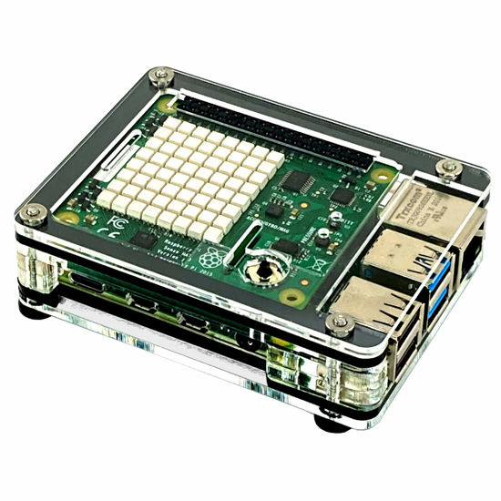 Picture of C4Labs Zebra Sense Hat Case Kit-for The Raspberry Pi 3B+ or 4B and Sense Hat-Black Ice