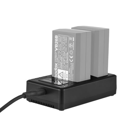 Picture of Camnoon Portable 2-slot Battery Charger for Godox V1/ V860III Series Flash Speedlite Batteries VB26A/VB26B/VB30