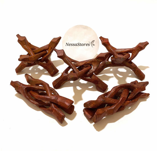 Picture of NessaStores - Carved Tripod Wood Stand Holder 4" #JC-045 (8 pcs)