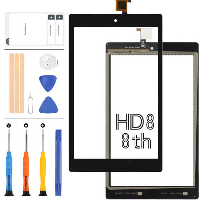 Picture of Touch Screen Digitizer Replacement for Amazon Kindle Fire HD8 HD 8 8th Gen 2018 L5S83A 8.0 INCH Touch Sensor Glass Lens Repair Part Kits with Free Tools Set (No LCD)
