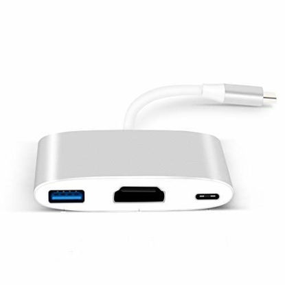 Picture of USB C Hub 3 in 1 USB C Dongle to Multi-Port Adapter with 4K HDMI Output Port Ethernet Port USBC Charging Power PD Port and USB 3.0 Port for Mac Book Pro, Laptop, Thunderbolt 3 Devices