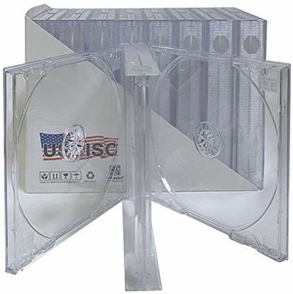 Picture of USDISC CD Jewel Cases Chubby 22mm, Triple 3 Disc, Clear, Pack of 10