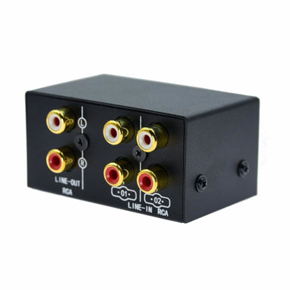 Picture of 2 in 4 Out or 4 in 2 Out Audio Sound selector RCA Female Stereo Channel 2 Splitter switcher Box Switching No External Power No Noise