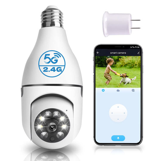 Picture of MCJ 2K / 3MP Light Bulb Security Camera, 5G & 2.4G WiFi Security Camera Wireless Outdoor Indoor 360 Camera for Home with Color Night Vision Motion&Siren Alert Auto Motion E27 Socket （2pcs