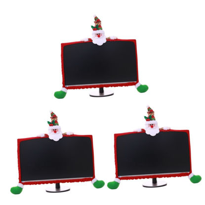 Picture of UKCOCO 3pcs Holiday Ornaments Computer Screen Protector Christmas Home Decoration Office Decore Christmas Decor Office Decorations Computer Monitor Cover Computer Protector Display Cover