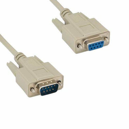 Picture of KENTEK 50 Feet FT DB9 9 Pin Serial Extension Cable Cord RS-232 28 AWG Male to Female M/F Molded Straight-Through D-Sub Port Beige for PC Mac Linux Data