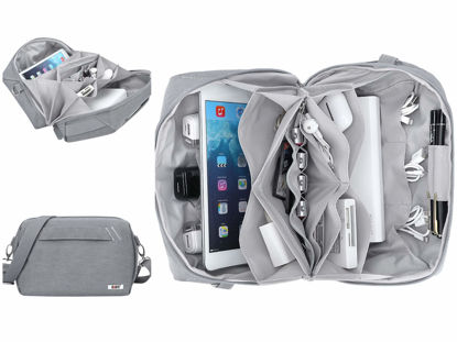 Picture of BUBM Electronics Organizer, with Multi-Layer Storage and Detachable Strap (Light Gray)