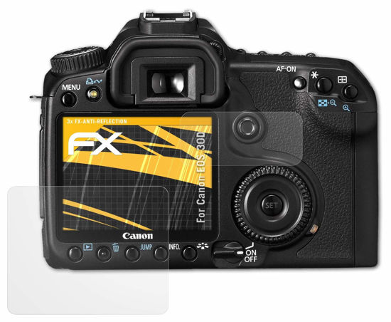 Picture of atFoliX Screen Protector compatible with Canon EOS 30D Screen Protection Film, anti-reflective and shock-absorbing FX Protector Film (Set of 3)