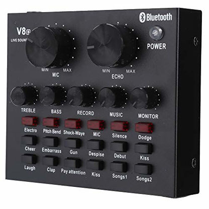 Picture of 125 V8S External Sound Card, Audio Mixer Voice Changer Recording Sound Card, Live Broadcast Sound Card Mobile Phone USB Host Multifunction Computer Karaoke