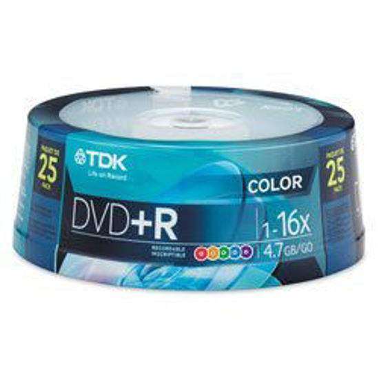 Picture of TDK DVD+R Color 25 pack Spindle