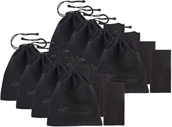 Picture of 8 PACK eD 3D Glasses Storage Bag STEALTH BLACK Case for SAMSUNG 3D Glasses and all other active 3-D Glasses with NON FOLDABLE Arms by eDimensional with microfiber cleaning cloth!