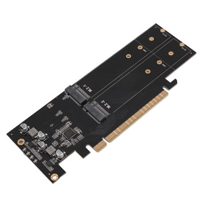 Picture of Quad M.2 NVMe to PCIe 4.0 X16 Adapter, 4 Port High Speed 4x32Gbps M Key SSD Soft RAID Card PCIE 4.0 X16 Adapter for M.2 NVMe 2230 2242 2260 2280 22110 SSD, for Windows 8 10