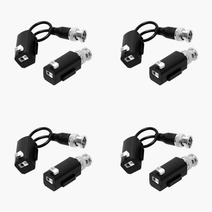 Picture of 4 Pairs of eSecure HD-EV01P-03 HD Passive Video Balun Network Transceiver, HDTVI HDCVI AHD CVBS 3MP 4MP 5MP 4K Camera DVR CCTV System, BNC to UTP CAT 5/5e/6/6e RJ45 push terminal