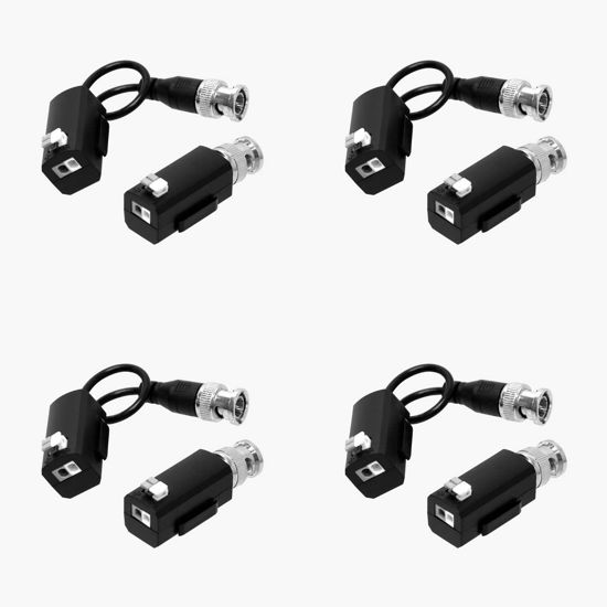 Picture of 4 Pairs of eSecure HD-EV01P-03 HD Passive Video Balun Network Transceiver, HDTVI HDCVI AHD CVBS 3MP 4MP 5MP 4K Camera DVR CCTV System, BNC to UTP CAT 5/5e/6/6e RJ45 push terminal