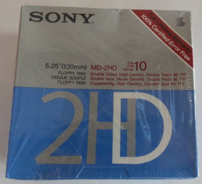 Picture of Sony 5.25" (130mm) Floppy Disk MD-2HD Double Sided High Density Double Track 96 TPI 10 Quantity 2 Pack