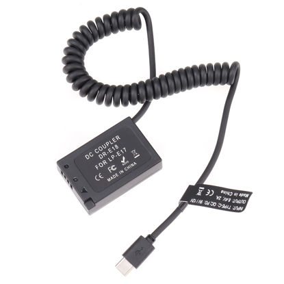 Picture of Fotga USB Type-C Power Adapter Cable + Decoded LP-E18 Dummy Battery for Canon RP 77D 200D 250D 750D 760D 800D 850D PD Power Delivery Power Bank