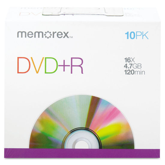 Picture of DVD Discs, 4.7GB, 16x, w/Slim Jewel Cases, Silver, 10/Pack 10 CDs in Jewel Cases