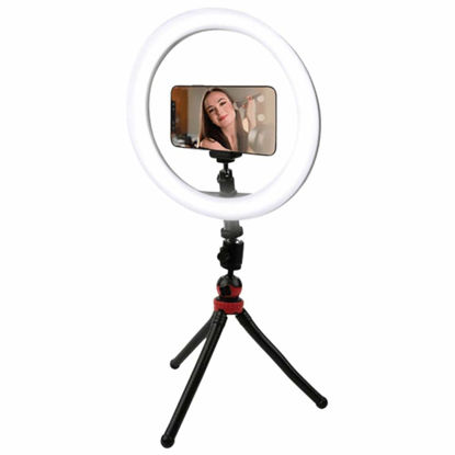 Picture of Vivitar 10-Inch Streaming Essentials LED Ring Light with Spider Tripod and Phone Mount, White (RL10KIT)