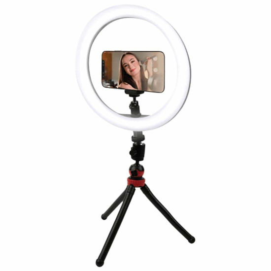Picture of Vivitar 10-Inch Streaming Essentials LED Ring Light with Spider Tripod and Phone Mount, White (RL10KIT)