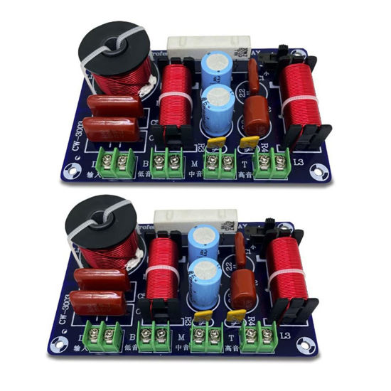 Picture of Beuiouer 2PCS 3-Way 250W 850/5200Hz Frequency Divider DIY Speaker Filter Circuit Treble Medium Bass HiFi Stereo Audio Crossover Easy to Use