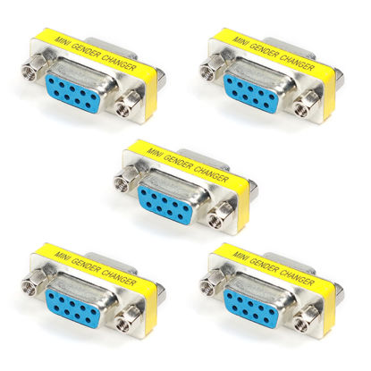 Picture of Fielect DB9 VGA Gender Changer 9 Pin Female to Female 2-Row Mini Gender Changer Coupler Adapter Connector for Serial Applications Blue Pack of 20
