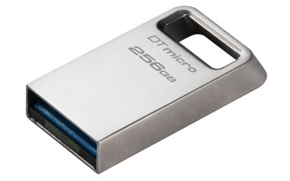 Picture of Kingston DataTraveler Micro 256GB USB Flash Drive | Ultra-Small Premium Metal Design | USB 3.2 Gen 1 | Speeds up to 200MB/s | DTMC3G2/256GB,Silver